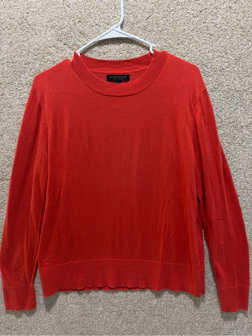 Orange silk cashmere sweater banana republic large fall Halloween minimal preppy